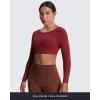 imageAoxjox Workout Long Sleeve Crop Tops for Women Clarissa Backless Gym Cropped T Shirt TopBurgundy Reddish Brown