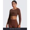 imageAoxjox Workout Long Sleeve Crop Tops for Women Clarissa Backless Gym Cropped T Shirt TopDark Brown