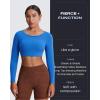 imageAoxjox Workout Long Sleeve Crop Tops for Women Clarissa Backless Gym Cropped T Shirt TopDirectoire Blue