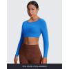 imageAoxjox Workout Long Sleeve Crop Tops for Women Clarissa Backless Gym Cropped T Shirt TopDirectoire Blue