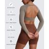 imageAoxjox Workout Long Sleeve Crop Tops for Women Clarissa Backless Gym Cropped T Shirt TopDriftwood