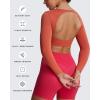 imageAoxjox Workout Long Sleeve Crop Tops for Women Clarissa Backless Gym Cropped T Shirt TopEarthy Brown