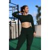 imageAoxjox Workout Long Sleeve Crop Tops for Women Clarissa Backless Gym Cropped T Shirt TopForest Green Deep Depths Green