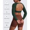 imageAoxjox Workout Long Sleeve Crop Tops for Women Clarissa Backless Gym Cropped T Shirt TopForest Green Deep Depths Green