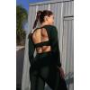 imageAoxjox Workout Long Sleeve Crop Tops for Women Clarissa Backless Gym Cropped T Shirt TopForest Green Deep Depths Green