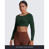imageAoxjox Workout Long Sleeve Crop Tops for Women Clarissa Backless Gym Cropped T Shirt TopForest Green Deep Depths Green