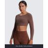 imageAoxjox Workout Long Sleeve Crop Tops for Women Clarissa Backless Gym Cropped T Shirt TopFudge Coffee