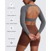 imageAoxjox Workout Long Sleeve Crop Tops for Women Clarissa Backless Gym Cropped T Shirt TopIron Grey