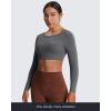 imageAoxjox Workout Long Sleeve Crop Tops for Women Clarissa Backless Gym Cropped T Shirt TopIron Grey