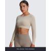 imageAoxjox Workout Long Sleeve Crop Tops for Women Clarissa Backless Gym Cropped T Shirt TopMink