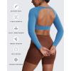 imageAoxjox Workout Long Sleeve Crop Tops for Women Clarissa Backless Gym Cropped T Shirt TopMykonos Blue