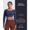 imageAoxjox Workout Long Sleeve Crop Tops for Women Clarissa Backless Gym Cropped T Shirt TopNavy