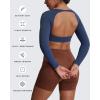 imageAoxjox Workout Long Sleeve Crop Tops for Women Clarissa Backless Gym Cropped T Shirt TopNavy