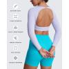 imageAoxjox Workout Long Sleeve Crop Tops for Women Clarissa Backless Gym Cropped T Shirt TopPurple Heather