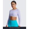 imageAoxjox Workout Long Sleeve Crop Tops for Women Clarissa Backless Gym Cropped T Shirt TopPurple Heather