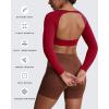 imageAoxjox Workout Long Sleeve Crop Tops for Women Clarissa Backless Gym Cropped T Shirt TopRumba Red