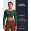 imageAoxjox Workout Long Sleeve Crop Tops for Women Clarissa Backless Gym Cropped T Shirt TopStorm Green
