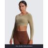 imageAoxjox Workout Long Sleeve Crop Tops for Women Clarissa Backless Gym Cropped T Shirt TopTaupe