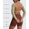 imageAoxjox Workout Long Sleeve Crop Tops for Women Clarissa Backless Gym Cropped T Shirt TopTaupe