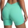 imageAoxjox Roxxy Workout Biker Shorts for Women High Waisted CrossWaist Crossover V Back Tummy Control Running Yoga Short 6quotTurquoise