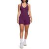 imageAoxjox Twist Front and Back Workout Lola Romper for Women  HighWaist One Piece Scrunch Gym Yoga Sports JumpsuitDark Purple Run Large  Choose One Size Down