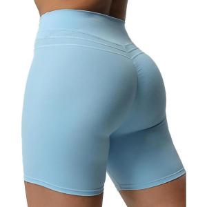 imageAoxjox Luna Workout Biker Shorts for Women Tummy Control High Waisted Exercise Athletic Gym Running Yoga Short 6quotAiry Blue