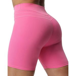 imageAoxjox Luna Workout Biker Shorts for Women Tummy Control High Waisted Exercise Athletic Gym Running Yoga Short 6quotAzalea Pink
