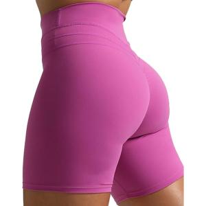 imageAoxjox Luna Workout Biker Shorts for Women Tummy Control High Waisted Exercise Athletic Gym Running Yoga Short 6quotCattleya Purple