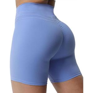 imageAoxjox Luna Workout Biker Shorts for Women Tummy Control High Waisted Exercise Athletic Gym Running Yoga Short 6quotPersian Blue