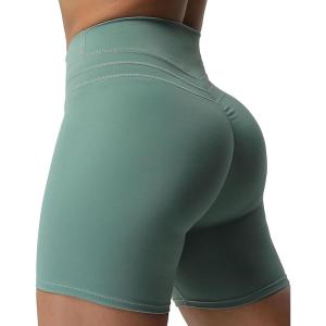 imageAoxjox Luna Workout Biker Shorts for Women Tummy Control High Waisted Exercise Athletic Gym Running Yoga Short 6quotSage Green