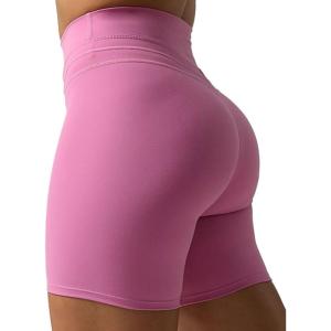 imageAoxjox Luna Workout Biker Shorts for Women Tummy Control High Waisted Exercise Athletic Gym Running Yoga Short 6quotSpring Crocus