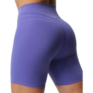 imageAoxjox Luna Workout Biker Shorts for Women Tummy Control High Waisted Exercise Athletic Gym Running Yoga Short 6quotViolet