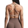 imageAoxjox Womens Workout Sports Bras Fitness Veronica Cross Back Low Impact Twist Bra Yoga Crop TankWhite