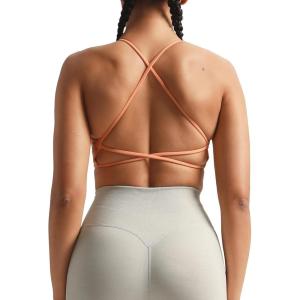 imageAoxjox Womens Workout Sports Bras Fitness Veronica Cross Back Low Impact Twist Bra Yoga Crop TankPapaya