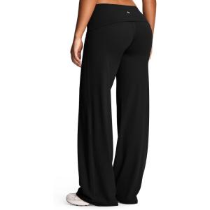 imageAoxjox Womens Workout Athlenza Fold Over Waist Straight Leg Bottoms Lumastretch Gym Yoga Pants 31quot33quot35quotBlack