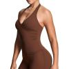 imageAoxjox Womens Sleeveless Athlenza Halter Tank Tops Workout Athletics Lumastretch Yoga Curve Longline Crop TopBrown