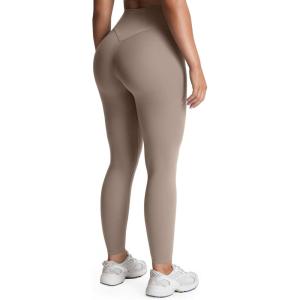 imageAoxjox High Waisted Workout Leggings for Women Tummy Control Buttery Soft Yoga Metamorph Deep V Pants 26quot Light Driftwood Small