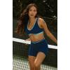 image:imageAoxjox Velma Workout Biker Shorts for Women Color Block CrossWaist High Waisted Exercise Gym Running Yoga Short 6Bellwether BlueAiry Blue