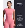 image:imageAoxjox Womens Cap Sleeve TShirts Crew Neck Velura Ruched Tee Without Padded Workout PlushFlex Gym Yoga Crop TopRose Clay