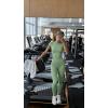 image:imageAoxjox Womens Cap Sleeve TShirts Crew Neck Velura Ruched Tee Without Padded Workout PlushFlex Gym Yoga Crop TopSage Drift