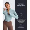 image:imageAoxjox Womens Geo Full Zip Velura Jacket Workout Buttery Soft PlushFlex Long Sleeve Thumbhole with Pocket CardiganCloud Steel Blue