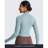 image:imageAoxjox Womens Geo Full Zip Velura Jacket Workout Buttery Soft PlushFlex Long Sleeve Thumbhole with Pocket CardiganCloud Steel Blue