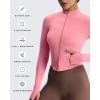 image:imageAoxjox Womens Geo Full Zip Velura Jacket Workout Buttery Soft PlushFlex Long Sleeve Thumbhole with Pocket CardiganRose Clay
