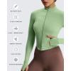 image:imageAoxjox Womens Geo Full Zip Velura Jacket Workout Buttery Soft PlushFlex Long Sleeve Thumbhole with Pocket CardiganSage Drift