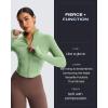 image:imageAoxjox Womens Geo Full Zip Velura Jacket Workout Buttery Soft PlushFlex Long Sleeve Thumbhole with Pocket CardiganSage Drift