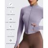image:imageAoxjox Womens Geo Full Zip Velura Jacket Workout Buttery Soft PlushFlex Long Sleeve Thumbhole with Pocket CardiganSoft Amethyst
