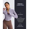 image:imageAoxjox Womens Geo Full Zip Velura Jacket Workout Buttery Soft PlushFlex Long Sleeve Thumbhole with Pocket CardiganSoft Amethyst