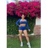 image:imageAoxjox Womens Long Sleeve Open Front Lexi Lined Bolero Shrug Crop Top CardiganBellwether BlueAiry Blue