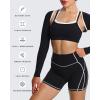 image:imageAoxjox Womens Long Sleeve Open Front Lexi Lined Bolero Shrug Crop Top CardiganBlack and White