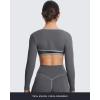 image:imageAoxjox Womens Long Sleeve Open Front Lexi Lined Bolero Shrug Crop Top CardiganIron GreyGrey